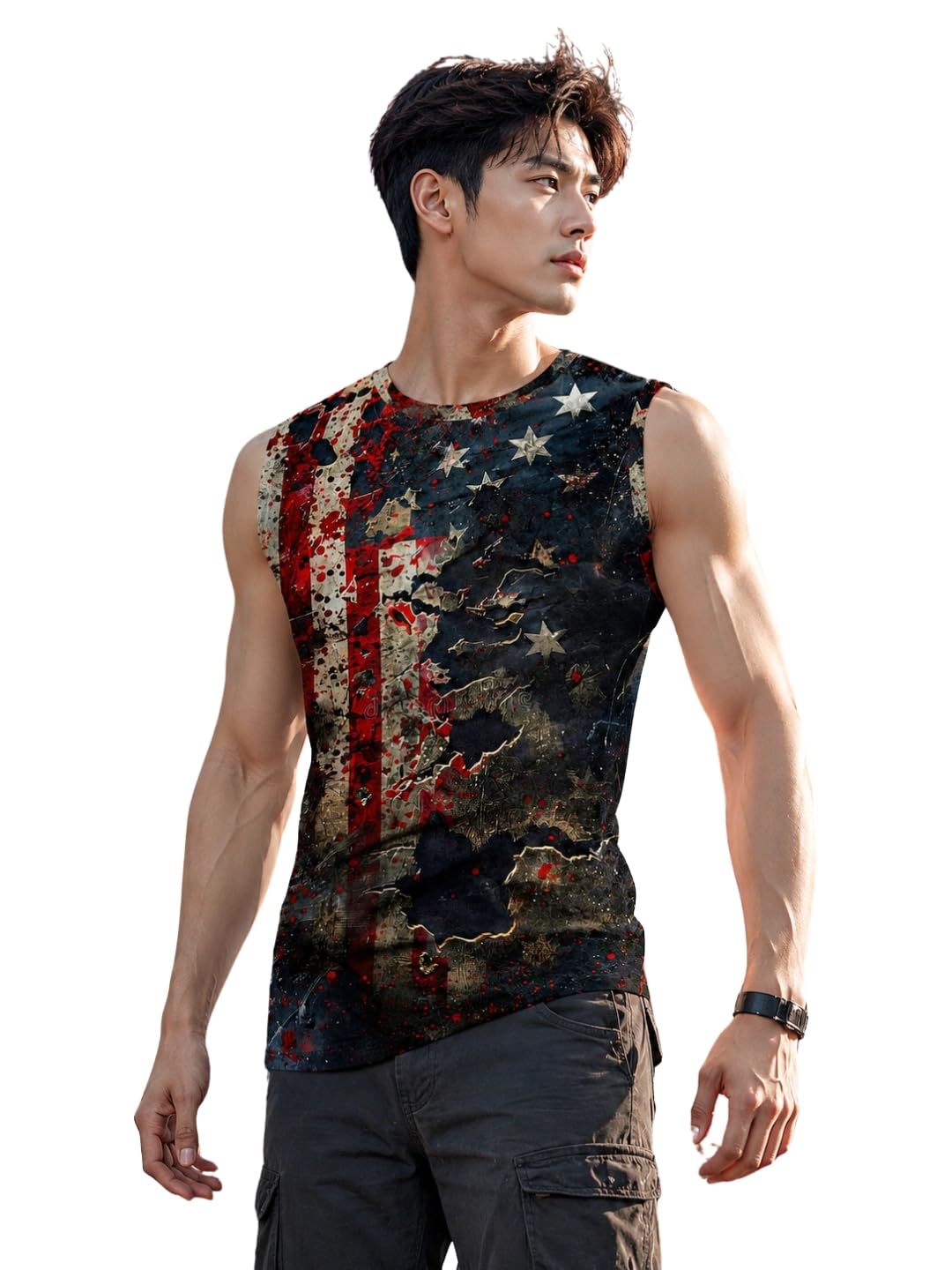 Americana Grit Printed Sleeeveless Sando Tank top Gym & Street wear for Men-image-9
