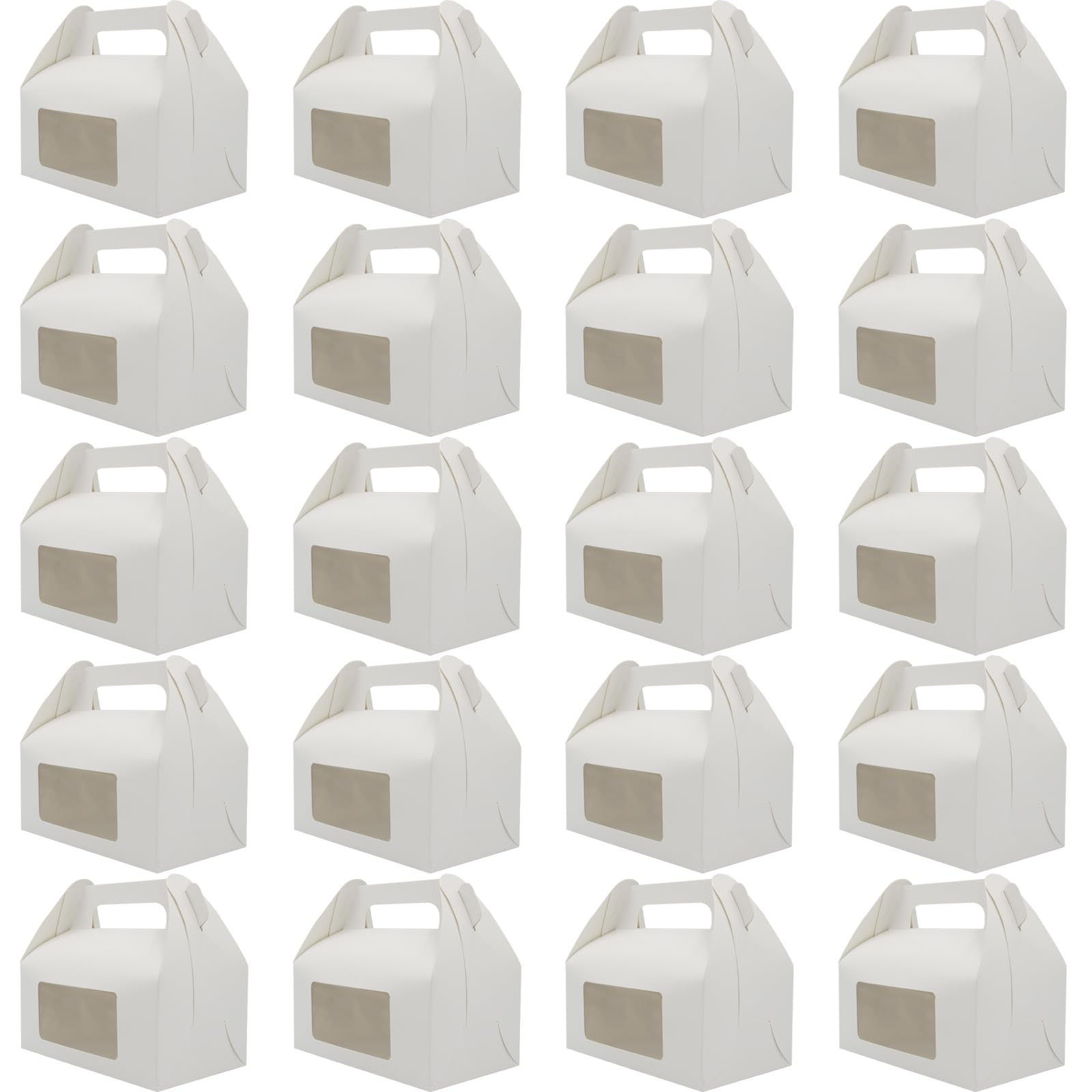 20Pcs White Cake Box, Individual Cupcake Boxes with Window, Bakery Pastry Boxes Paper Gift Boxes for Cup Cakes, Cookies, Muffins, Pastries, Desserts, Donuts for Home Baking Wedding, T-228313