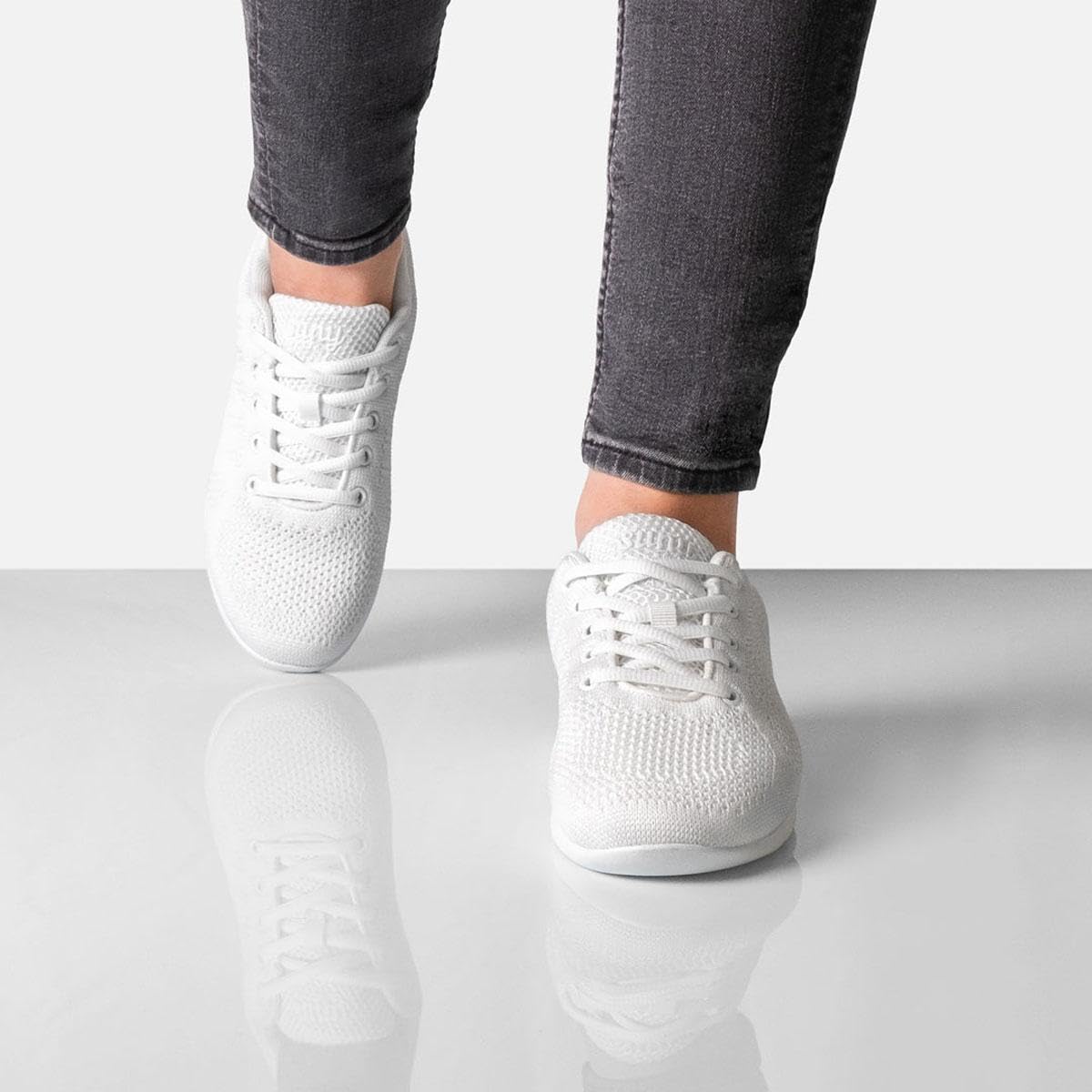 Anna Kern Suny Damen Dance Sneakers 160 Bold - Knit Weiß - Normalweite - 1 cm Sneaker Absatz - Geteilte PU Sohle