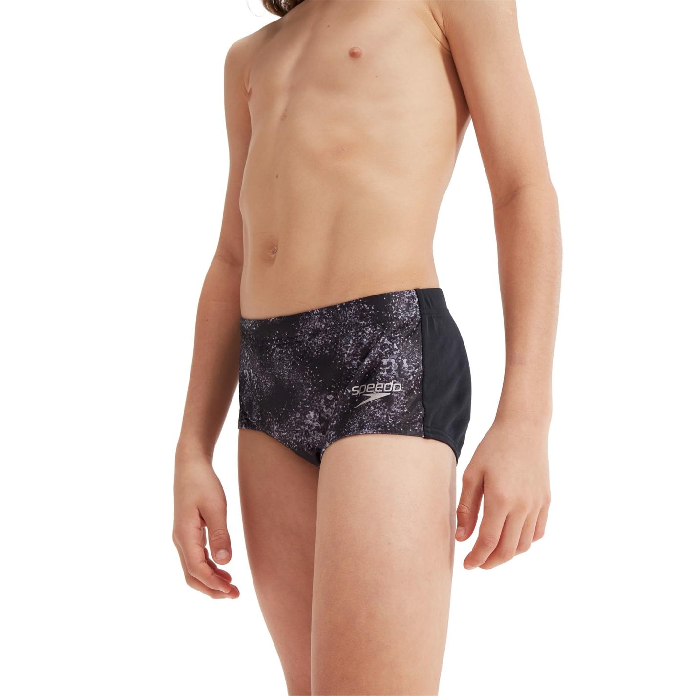 Speedo Allover Club Training Digital Brief - Calzoncillos para niños (13 cm), color negro y gris