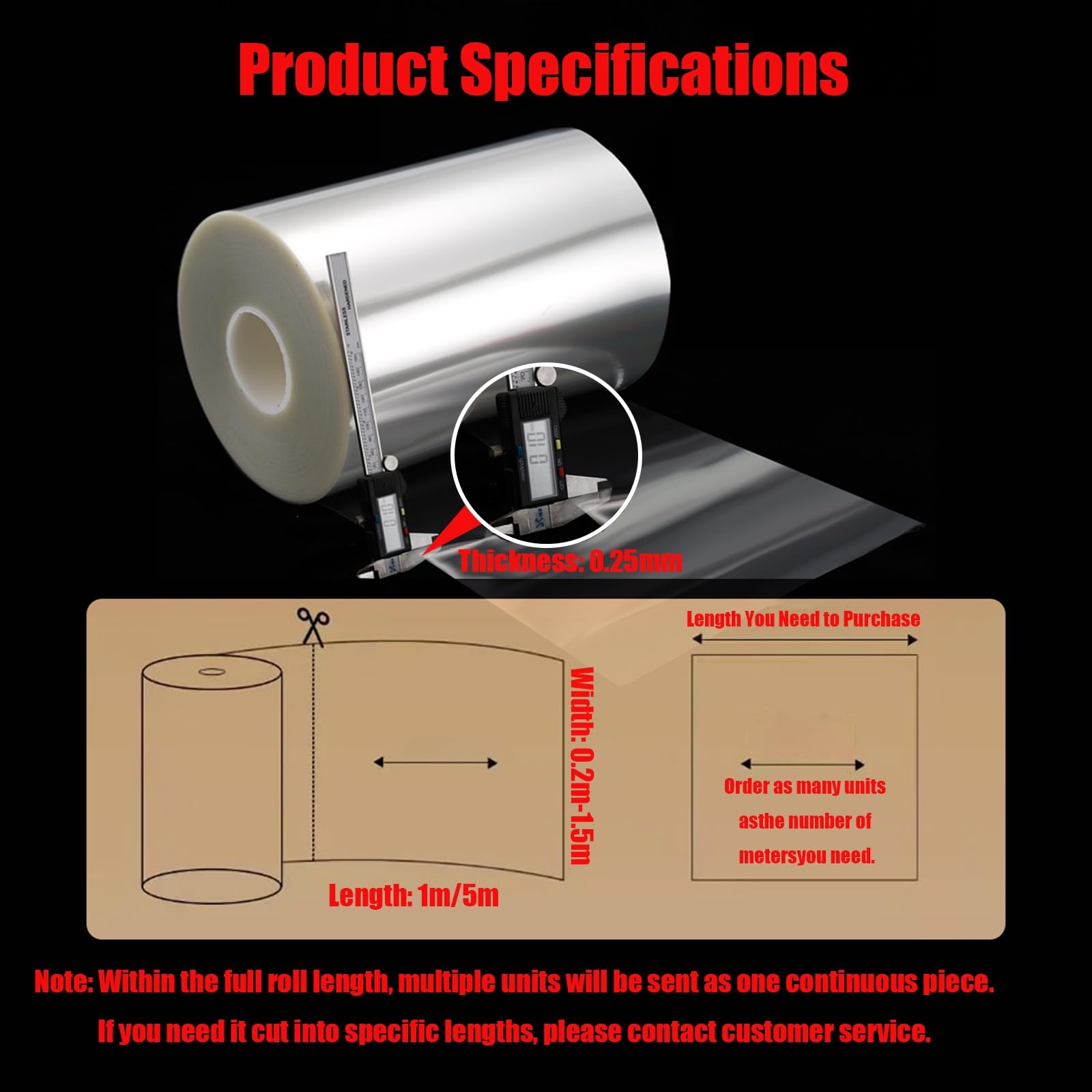 Film PET Rouleau Feuilles Plastiques Résistantes Feuille Transparente Flexible 0.25mm for Impression DTF Artisanat Couverture Étiquettes Laminage Emballage Utilisation Domestique(0.6m*5m)