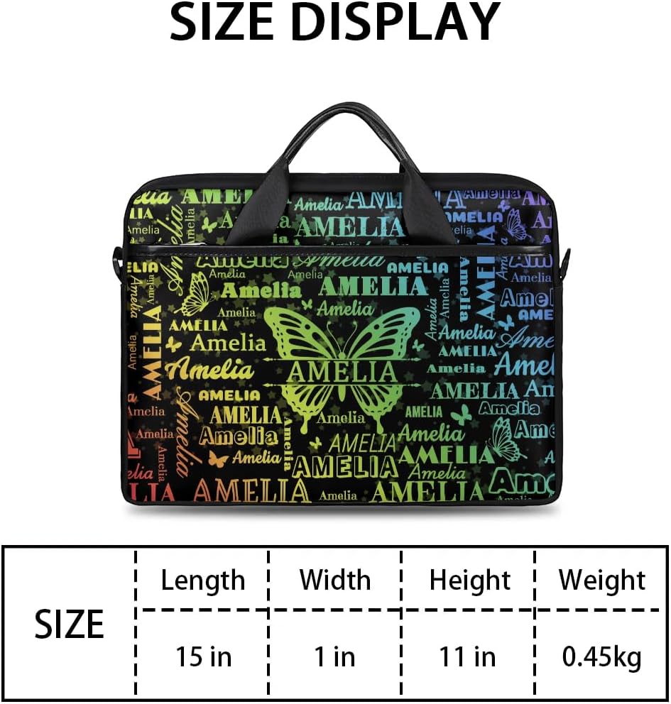 Custom 15 Inch Laptop Bag for Women Personalized Laptop Carrying Case with Adjustable Shoulder Strap