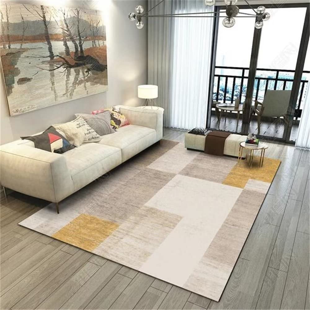 Tapis Lavables Tapis de Prière Gris Jaune Motif Géométrique Facile à Nettoyer et Confortable Accessoires de Chambre Décoration de Chambre 70X140cm