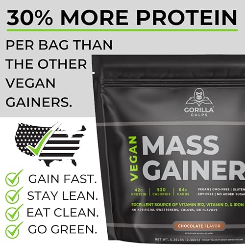 Miniatura 2 de Ganador de masa vegano de chocolate - 5 libras de proteína natural alta en calorías en polvo: OGM, gluten y soja. Sin ingredientes artificiales -