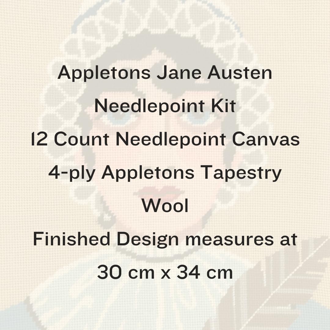HM NABAVIAN Appletons Wool Needlepoint Kit – Portraits Range - Jane Austen Designed by Emily Peacock