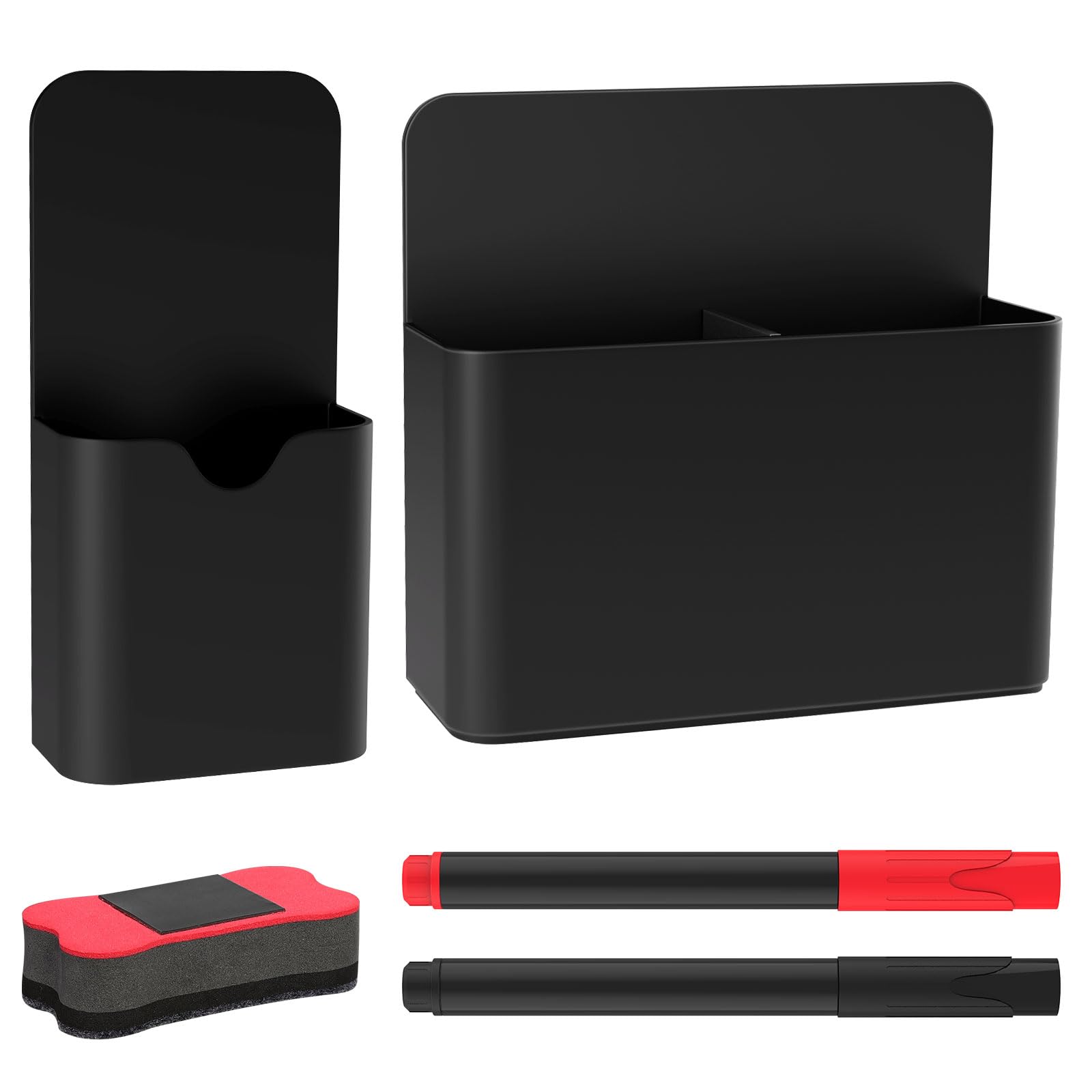 MoKo Dry Erase Marker Holder, 2-Piece Magnetic Pen Pencil Holder Cup Organizer for Whiteboard locker, fridge