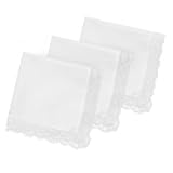3/6 PCS Cotton Handkerchiefs for Women Lace Hankies White Ladies Handkerchief for Wedding Bride Celebration Daily