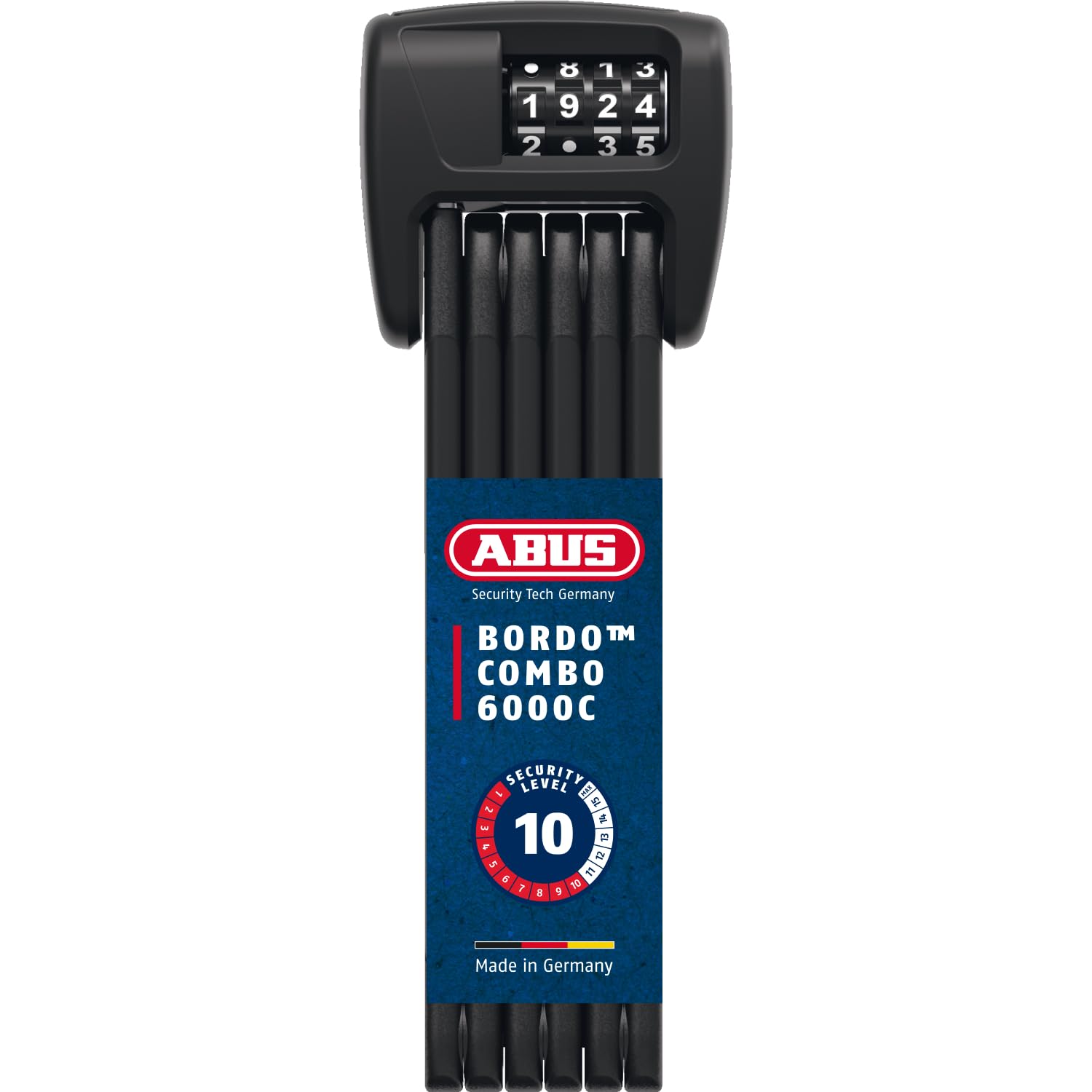 Abus Folding Lock Bordo 6000C With Sh Lock Holder - Combination Lock Made Of Hardened Steel - With 4-Digit Code - Security Level 10 - Length
