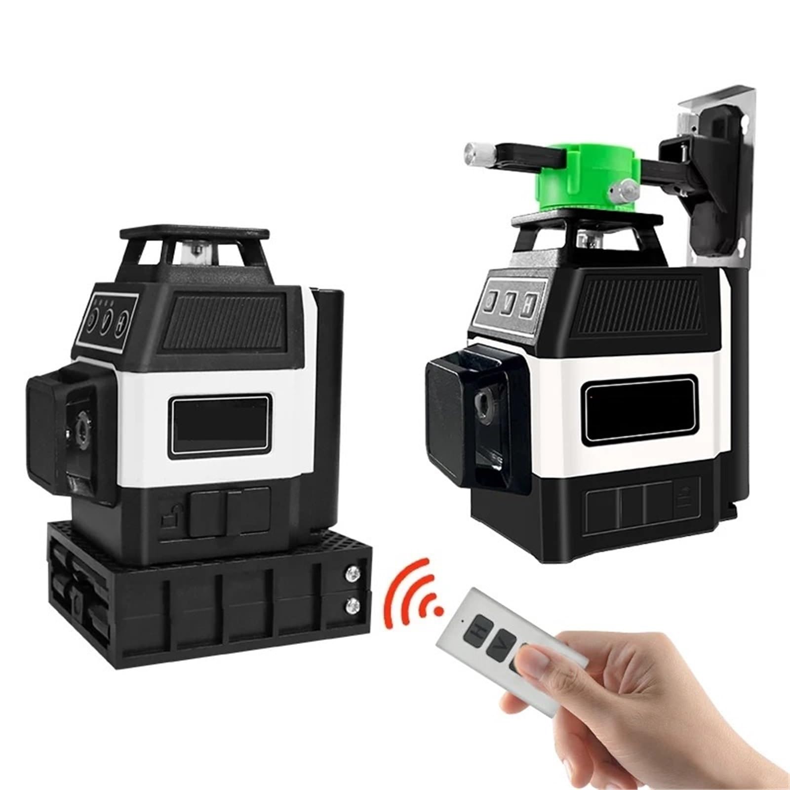 Dalmierz laserowy, Mini Poziomica Laserowa 12 Linii 3D Samopoziomujący 360° W Poziomie I Pionie Krzyżowa Zielona Wiązka