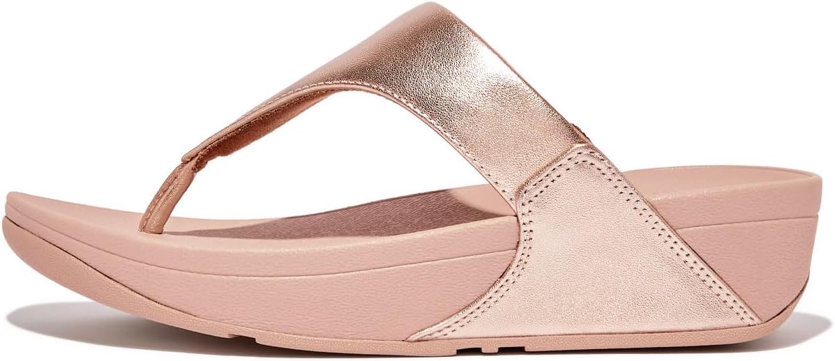 FitFlop Women's LULU Toe Post-Leather Flip-Flop, Rose Gold, 9 US
