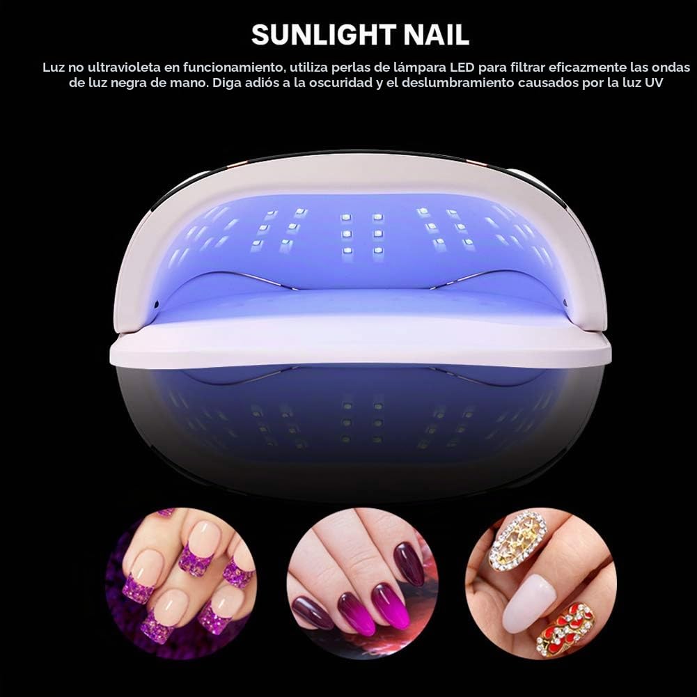 YUYTE Lampara de Uñas, Secador de Uñas Lámpara LED UV, 160w 54 Cuentas de Lámpara Máquina Secado Uñas Manicura Luz Curado Gel Uñas Secado Rápido Luz para Manicura Pedicure Hogar y el Salón
