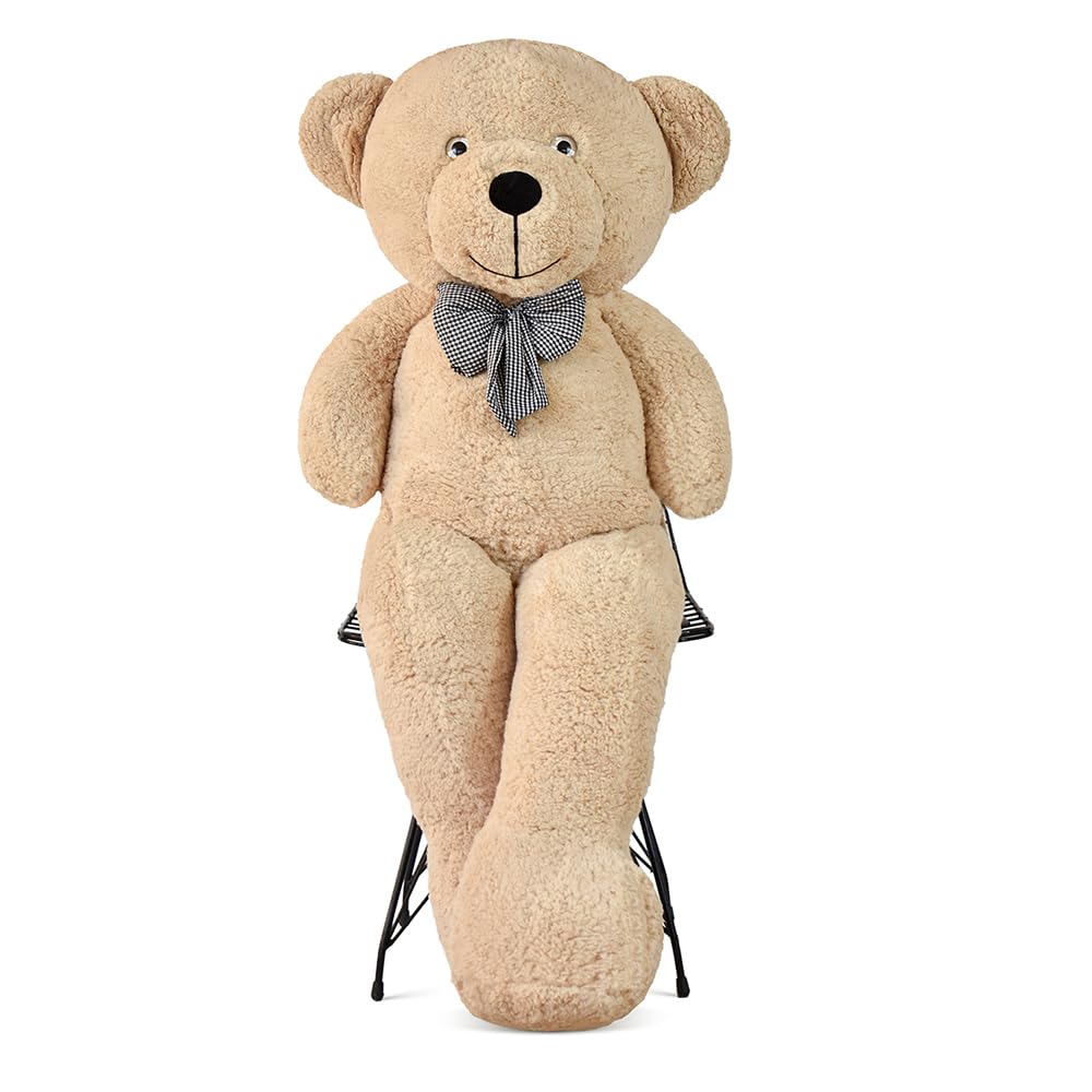 XXL Riesen Teddybär 130 cm – Großes Plüschtier Kuscheltier Weich mit Schleife – Imposantes Geschenk für Freundin, Kinder & Geburtstag (Taupe)