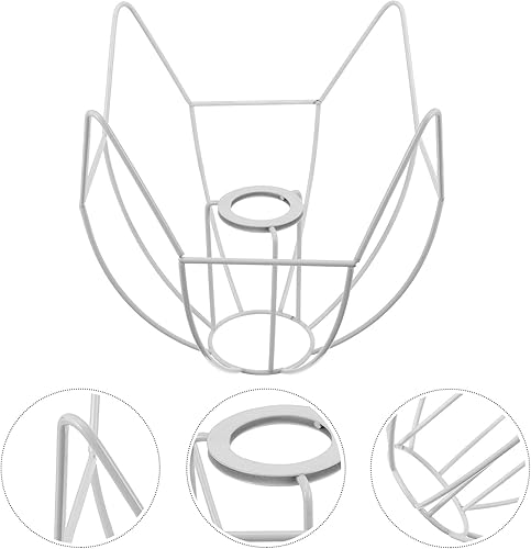 Miniatura 8 de Housoutil Marco de pantalla de lámpara, juego de anillos E27, cúpula de hierro, pantalla de alambre, anillo de tambor, jaula de luz, pantalla de