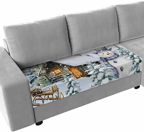 Miniatura 39 de Fundas de cojín para sofá de Navidad, funda elástica para sofá con parte inferior elástica, fundas de sofá con diseño de muñeco de nieve de Navidad