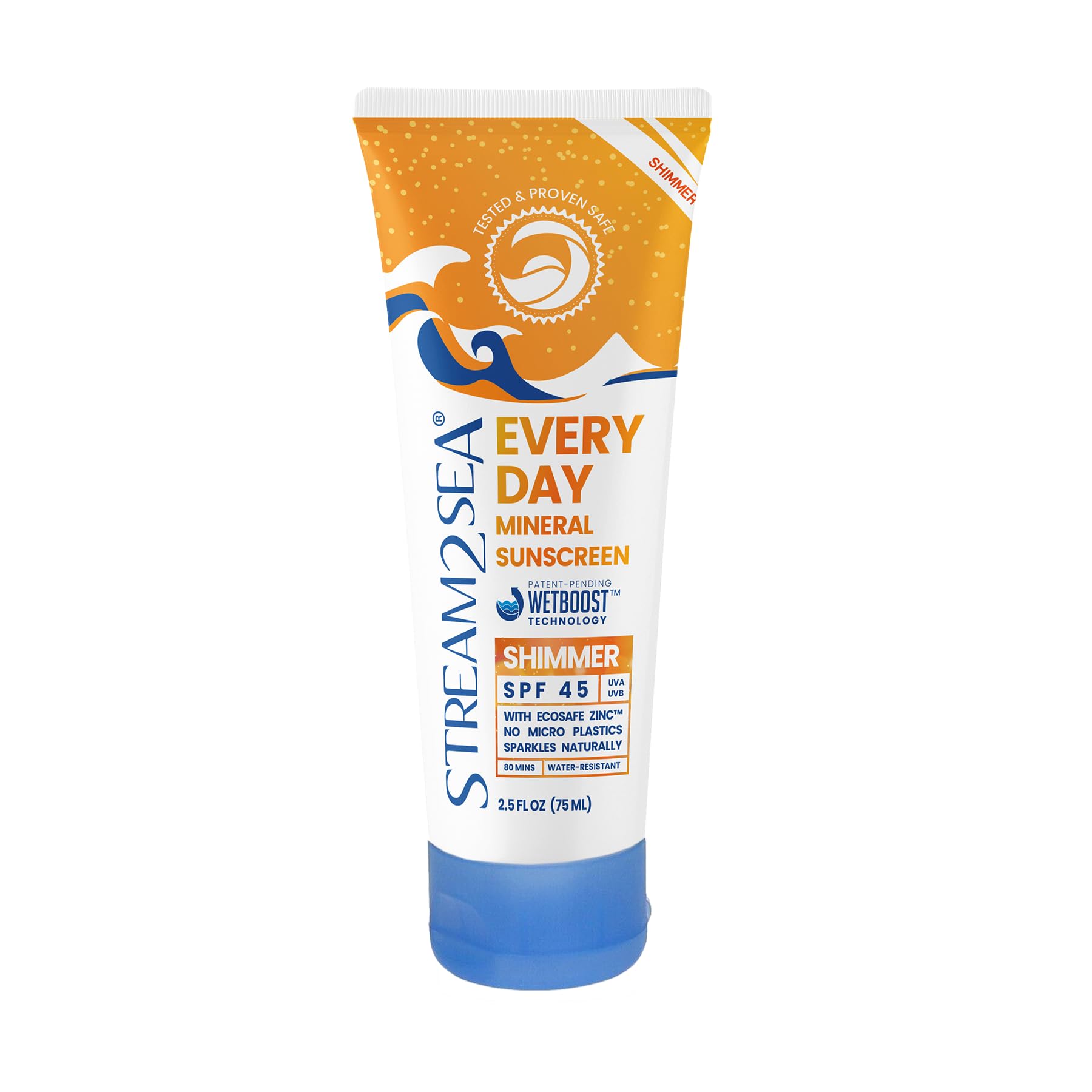 SPF 45 Every Day Shimmer Mineral Sunscreen | 75 ml Biodegradable, Paraben Free & Reef Safe Sunscreen | Non-Greasy, Lightweight & Shimmer Mineral Protection Against UVA & UVB for Face & Body