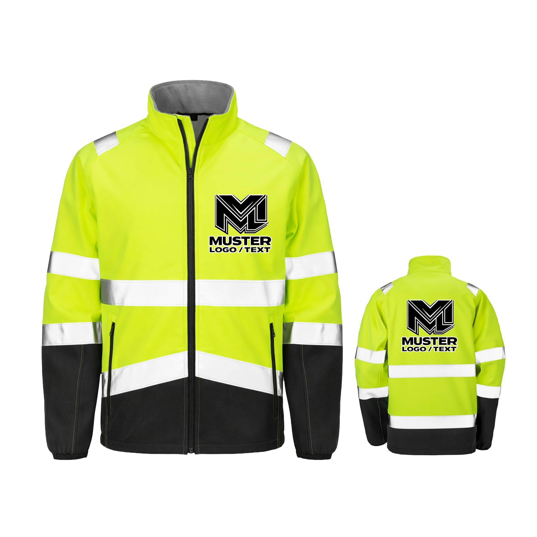 Herren Softshell Sicherheitsjacke personalisierbar mit Logo oder Text | Wasserdicht | 100% Polyester | S–4XL | bedruckte Arbeits- & Firmenjacke - 3