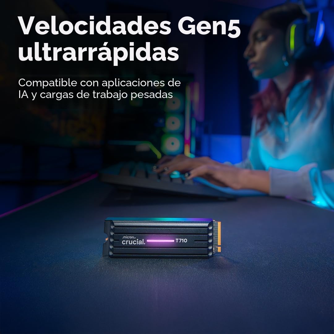 Amazon.com: Crucial T710 PCIe Gen5 NVMe SSD de 2 TB – Disipador de