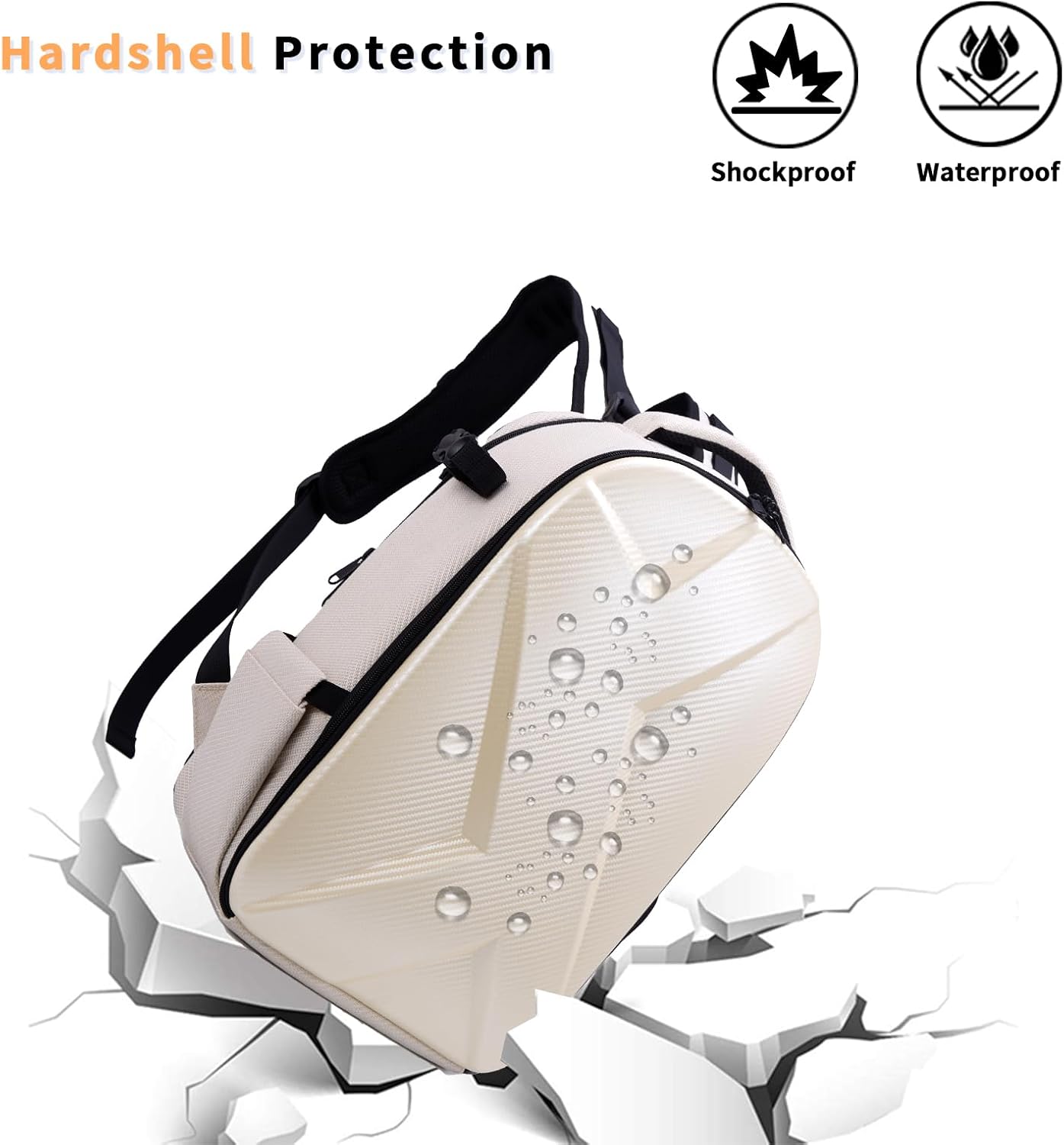 Camera Backpack Hard Shell Imitation Carbon Fiber DSLR, Waterproof Shockproof w/15.6" Lap Comp for Photo, Travelers & Daily.