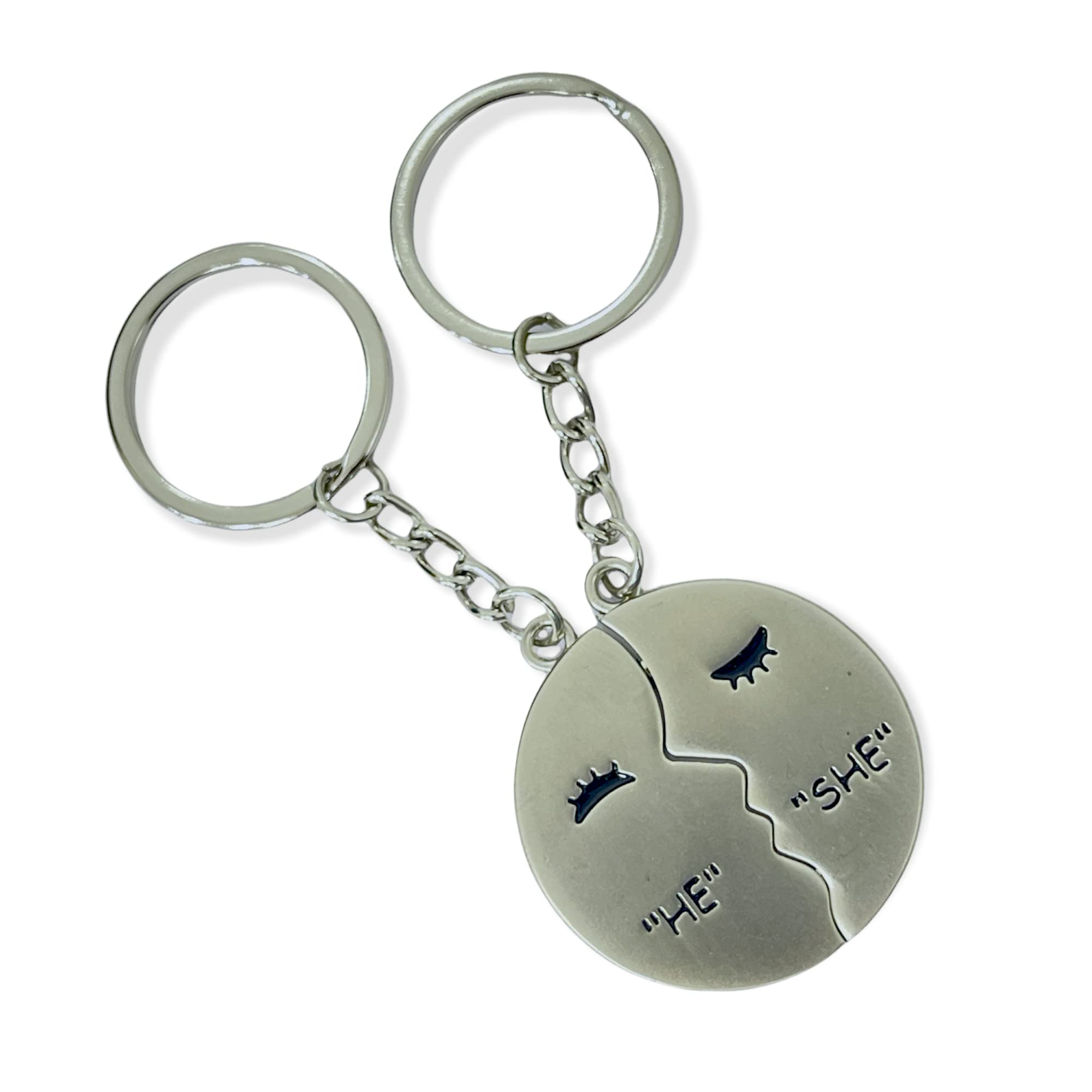 AUGEN Premium Couple He She Stainless Steel Keychain Metal For Gifting With Key Ring Anti-Rust (Pack Of 1)-image-47
