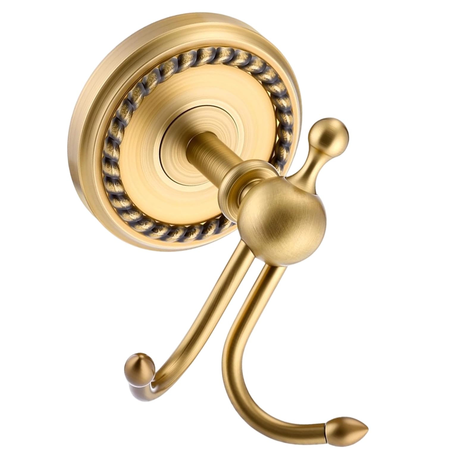 Oxxggkao Wall Hook Antique Gold Tone Towel Hanger with Twisted Round Base Wall Mounted Robe and Coat Hook for Bathroom Entryway Kitchen Closet Coat
