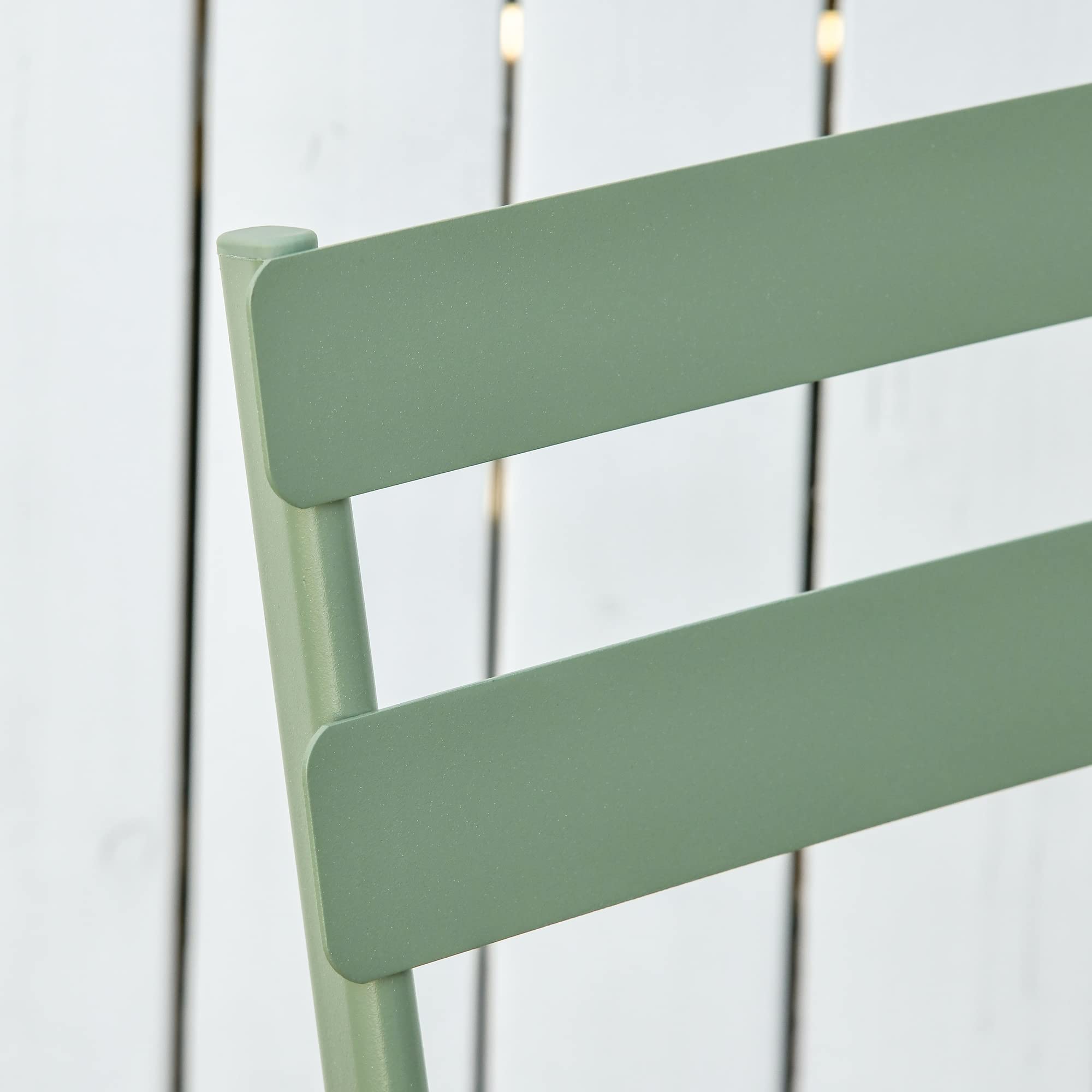 Outsunny Salon de Jardin 2 Personnes - Table Bistrot Pliable Ronde Ø 60 cm avec 2 Chaises Pliantes Métal Thermolaqué Vert