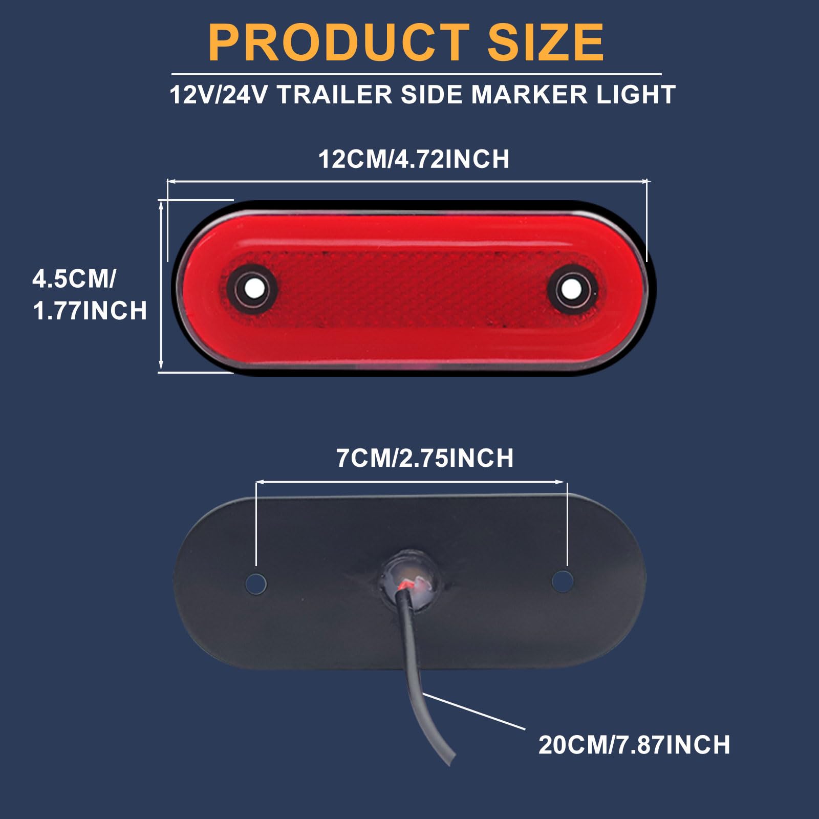 10PCS Luce Laterale LED Rosso,12V/24V Luci di Posizione Laterali Indicatori Laterali per Rimorchio Luce di Ingombro Lampada per Rimorchio Camion Furgone Rimorchi Auto