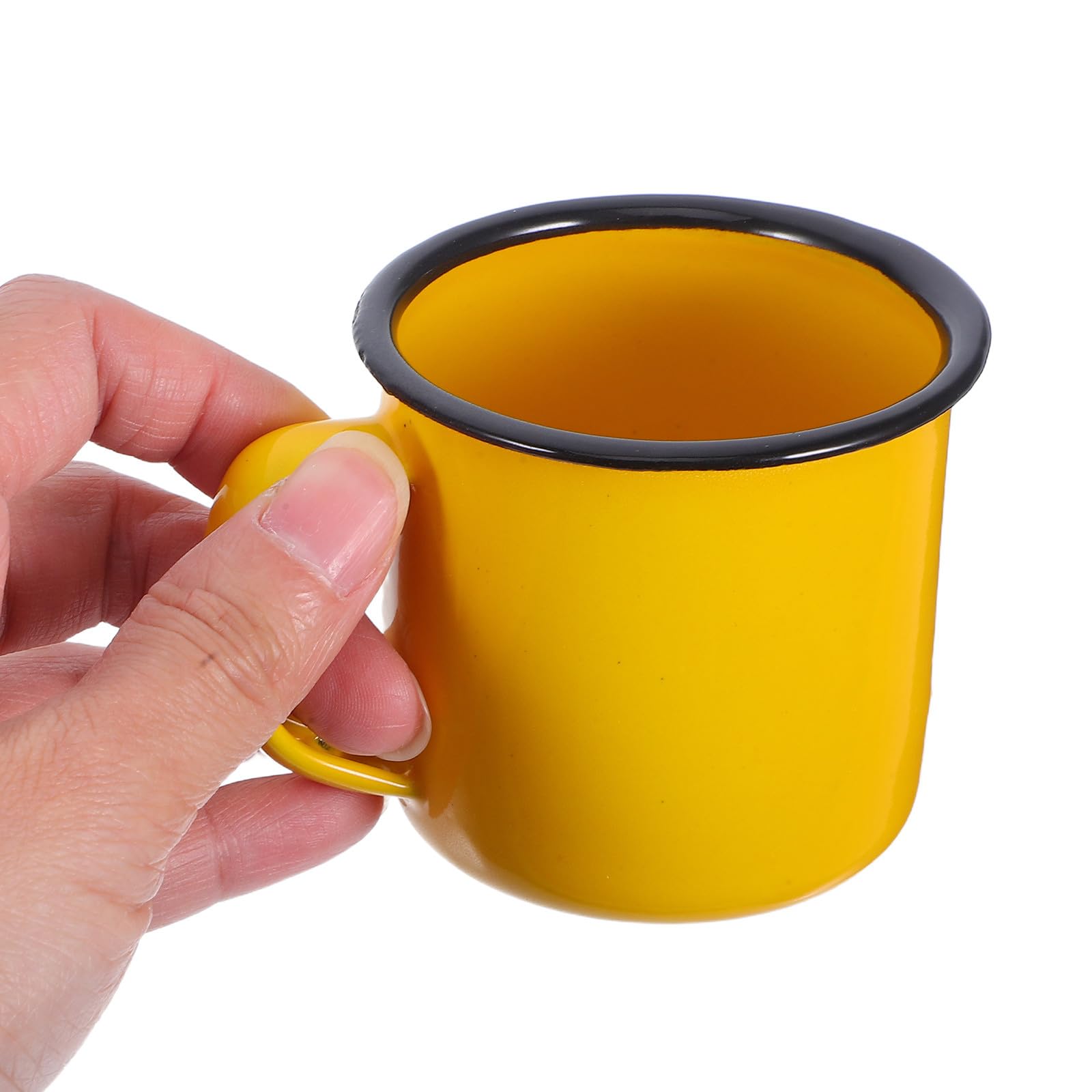 HOMSFOU Satz Emaille Becher Bunt Vintage Kaffeetassen aus Lackiertem Stahl Hitzebeständig mit Griff Wiederverwendbare Trinkbecher für Zuhause Büro und Camping