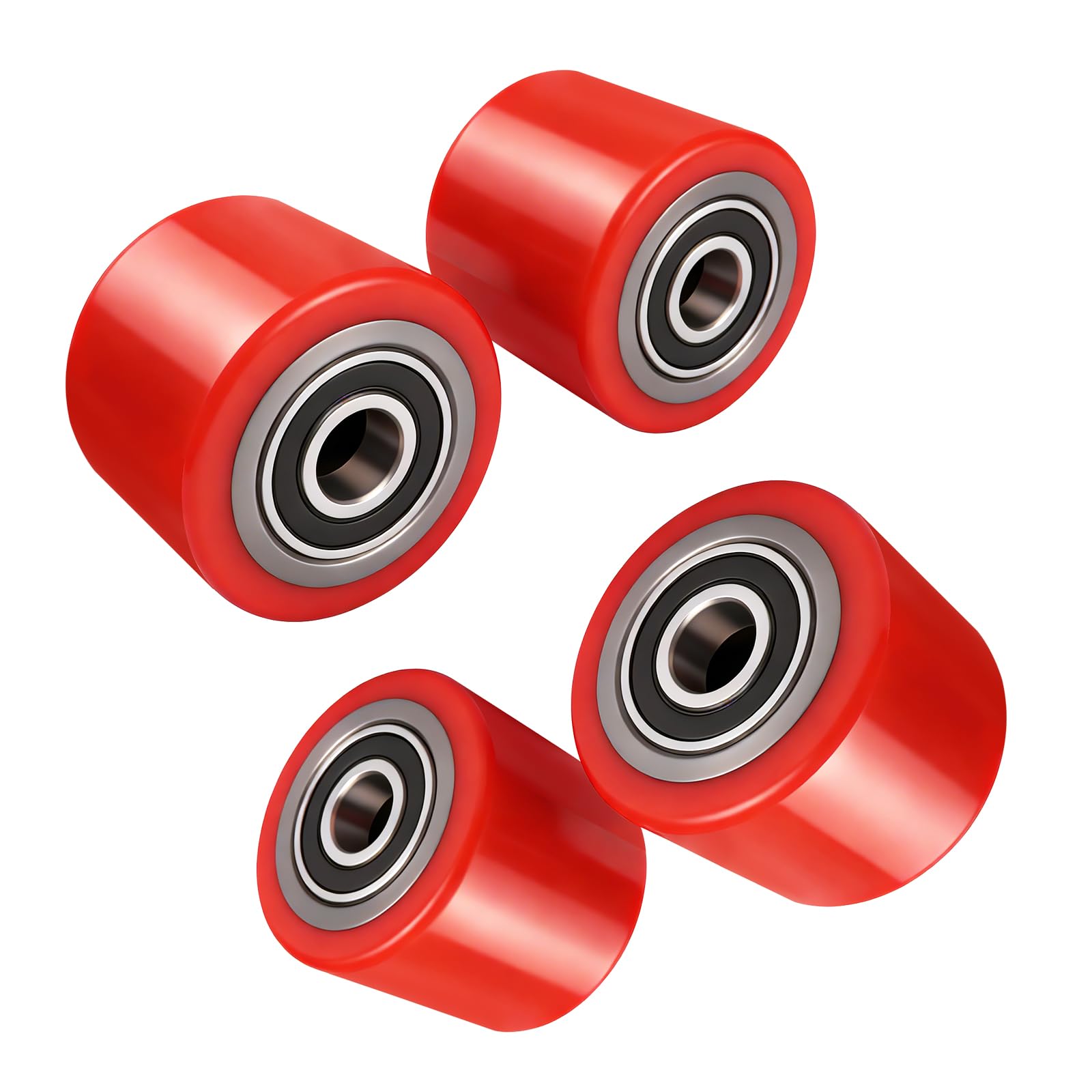 4 Stück Hubwagenrollen Polyurethan, 80 x 70mm Hubwagen Räder Gabelhubwagenrolle Lastrolle für Hubwagen Ersatzrolle, Achse 20 mm (4 Stück 80x70mm (Polyurethan))