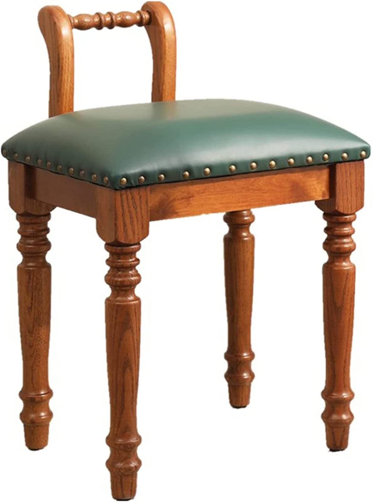 GRDDBZA Vanity Bench with Padded Cushion, Vanity Chair Wooden Dressing Stool Bedroom Makeup Stool Piano Stool Entrance Shoe Changing Stool Wooden Dining Stool(Green(a))