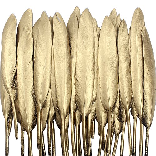 Coceca 55pcs 4-6 Inches Gold Feathers for Various Crafts, Birthday Parties, Wedding and Party Dress Ups