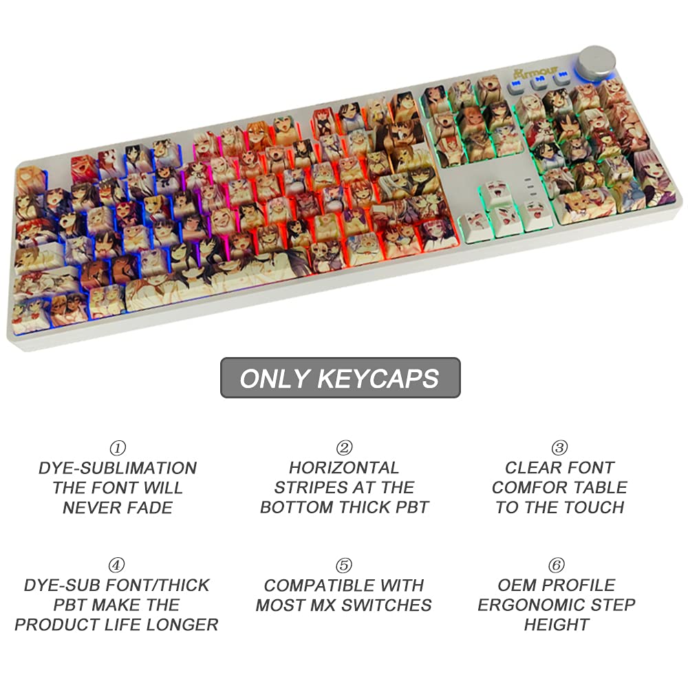 Amazon.com: Hokeyio Japanese Anime Keycaps 108 PBT Dye