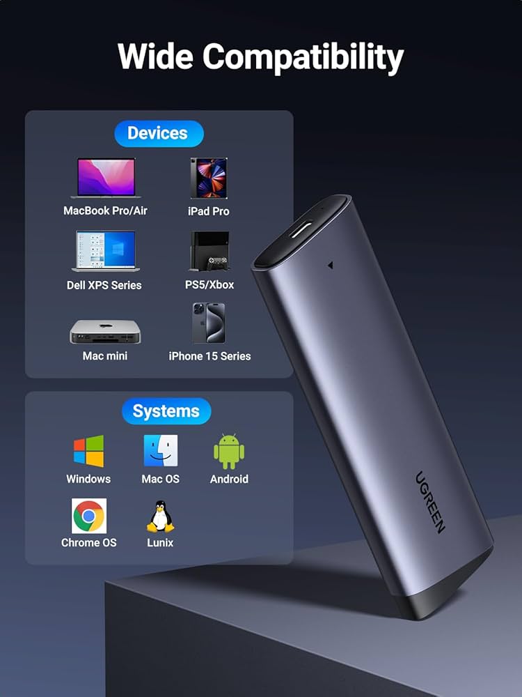 Amazon.com: UGREEN M.2 NVMe SSD Enclosure 10Gbps USB 3.2 Gen