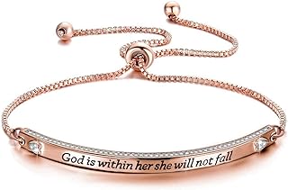 Christian Gift Religious Bracelet Jewelry Psalm 46:5 God is Within Her She Will Not Fall Zircon Bracelet Bible Verse Bracelet Gift (god is Within her br RG)