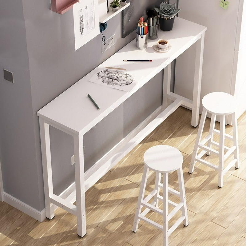 RUNNUP Modern Bar Table Manufactured Wood Counter Height Rectangular Sofa Console Table Kitchen Island Table Bar Height Cocktail Table, White Without