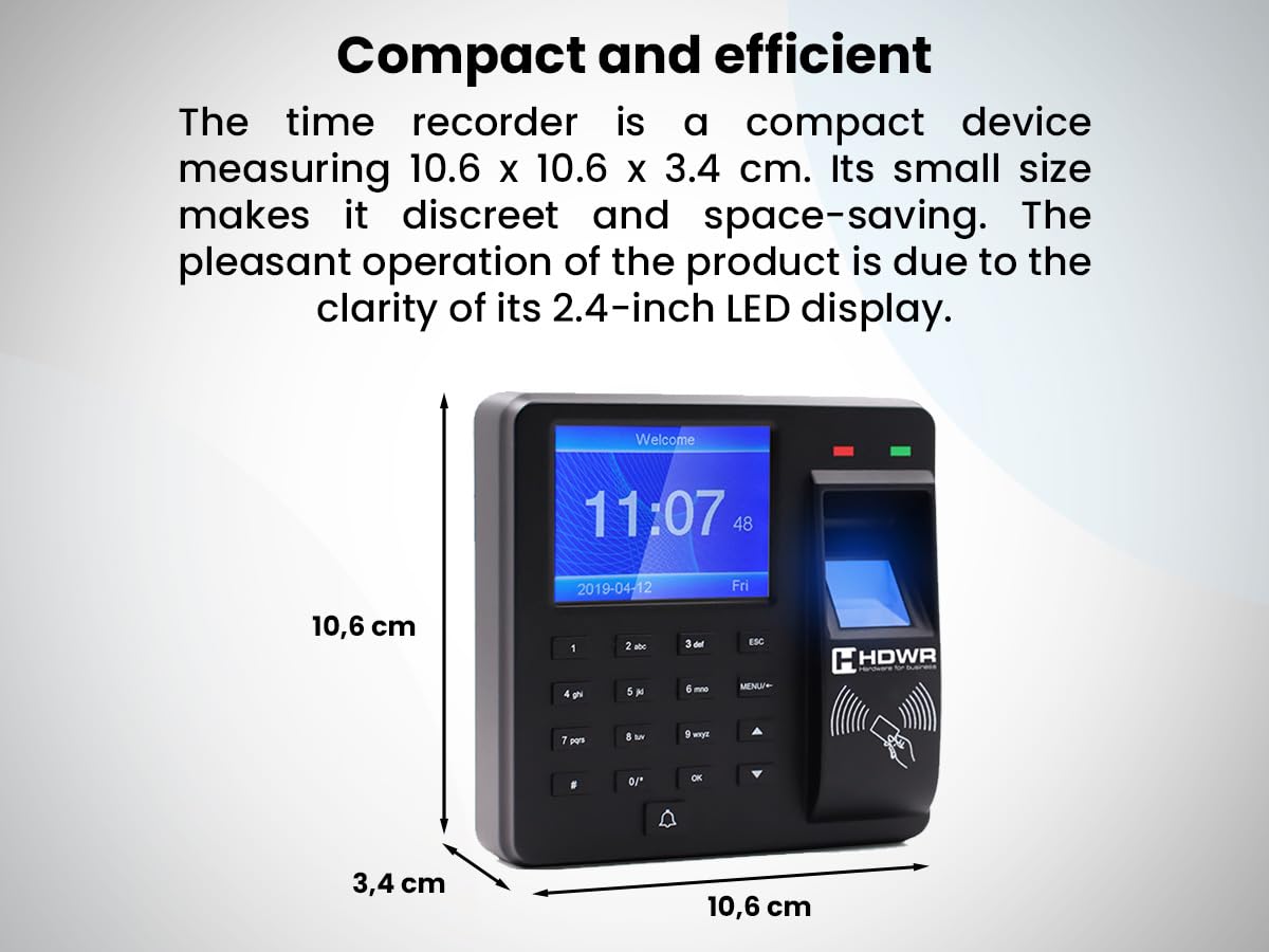 HDWR CTR10 Clocking in Machine, Advanced Time Attendance System, Biometric, RFID, Password Verification, 1000 Employee - Image 2