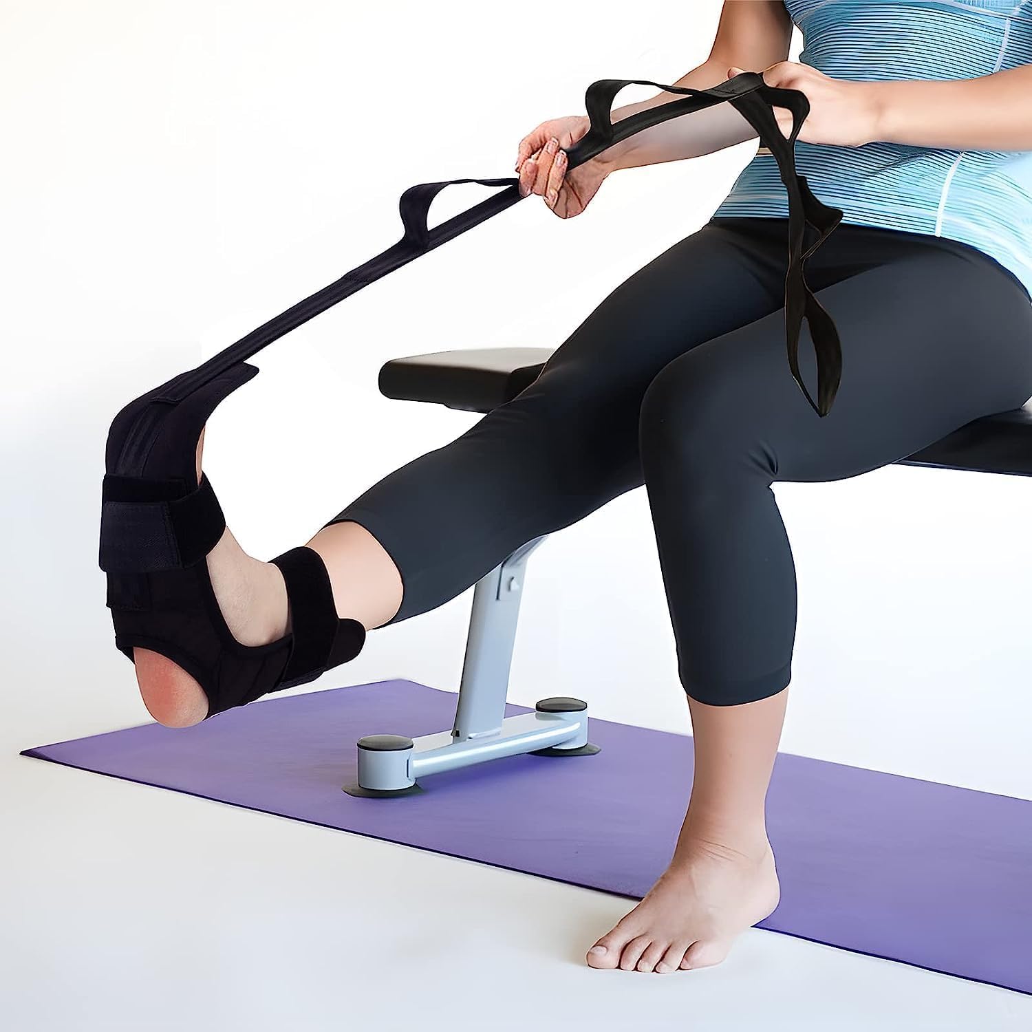 Foot Stretcher Strap for Plantar Fasciitis Relief | Calf & Hamstring Stretching Strap | Leg Stretch Belt for Achilles Tendon, Ligament & Foot Exercises | Yoga & Physical Therapy Equipment-image-37