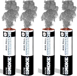 EXCLUSIVE ONLINE Pack of 4 Ring Pull Smoke Grenades Ideal for Paintball Weddings Photoshoots & Special Effects (White)