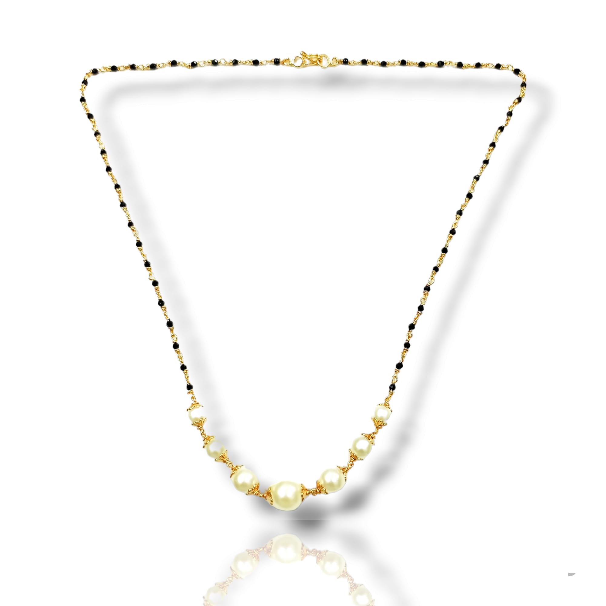 Sakhi Black Beads Mangalsutra for Women Short Length Pearls Mangalsutra Handmade Black Beads Mangalsutra with Pearls (B0CL35R9WC) Amazon Price History, Amazon Price Tracker