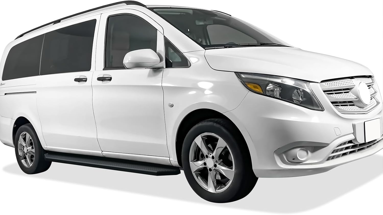 APS Black Running Boards Style Compatible with Mercedes-Benz Metris 2016-2023 Cargo Van 3-Door (Nerf Bars Side Steps) 6in Wide Aluminum