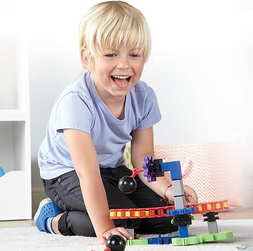 Miniatura 6 de Learning Resources ¡Gears! Gears! Gears! Máquinas en movimiento, 116 piezas, a partir de 5 años, juguetes STEM, juguete de engranaje, rompecabezas,