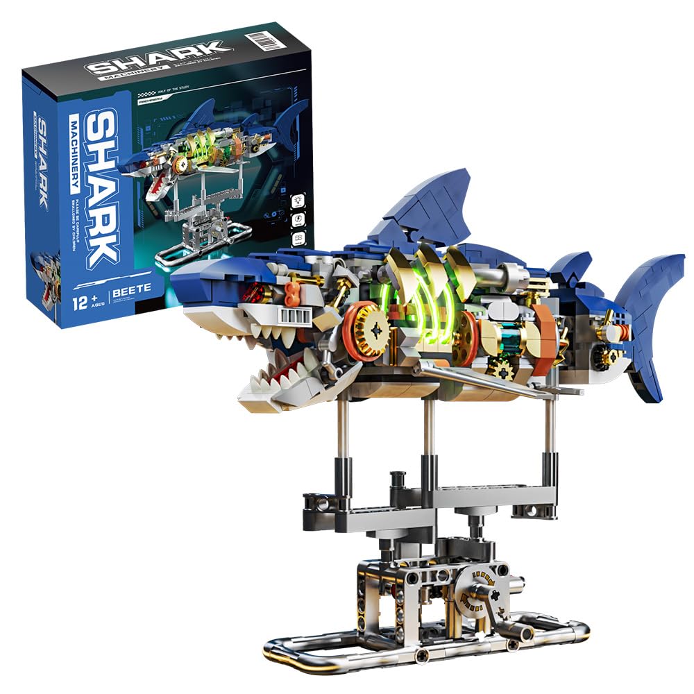 RiceBlock Shark Animal Building Block Set, A Gift Toys for Boys 8-14, Sea Creatures Marine Animal Building Blocks Toys Crossing Ocean Lovers, 687 Pieces