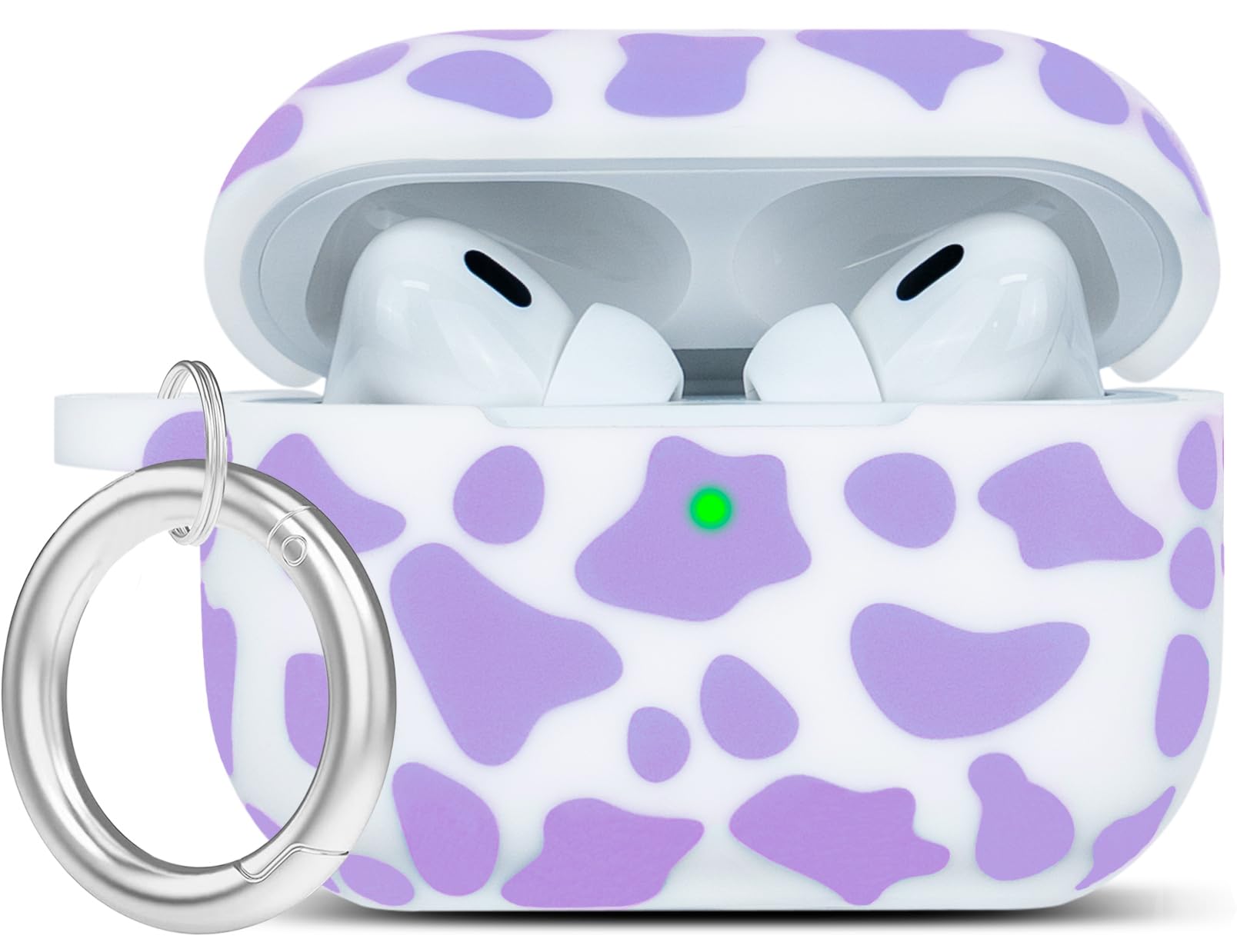 Cow Airpods Pro 2 Case Soft Silicone 2022 - YOMPLOW Case Cover Flexible Skin for Apple AirPod Pro 2nd Charging Case Cute Women Girls iPod Pro Case with Keychain - Purple Cow