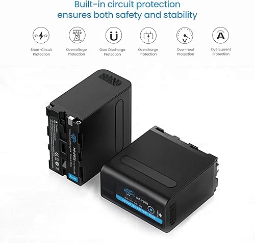 Miniatura 6 de REYTRIC Paquete de 2 baterías NP-F970 para Sony NP-F970 NP-F960 NP-F950 NP-F930 NP-F770 NP-F750 NP-F570 NP-F550 y Sony CCD-SC55, TR516, TR716,