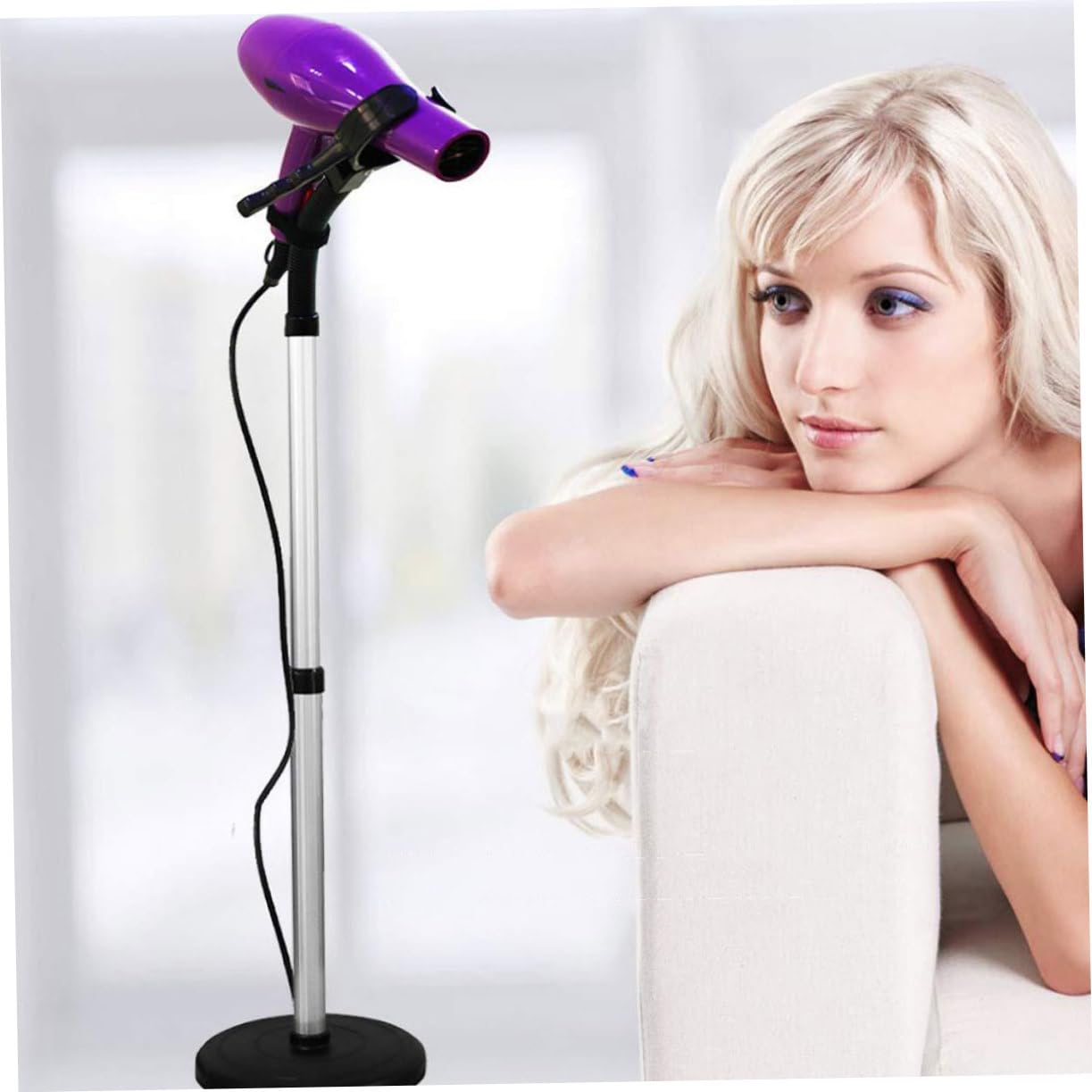 FRCOLOR Supporto per Asciugacapelli in Lega e Gomma, Rotazione 360°, Ventosa ad Alta Aderenza, Mani Libere per Styling e Curling in Bagno