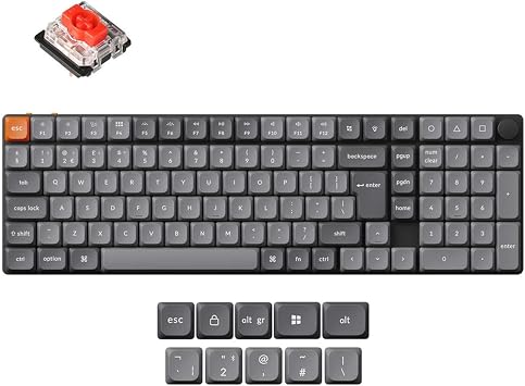Keychron K17 Max Custom Mechanical Keyboard, Programmable Knob Ultra-Slim 96% Layout, Bluetooth/2.4 GHz/Wired with RGB Backlight Low-Profile Gateron Red Switch for Mac Windows Linux - UK ISO Layout