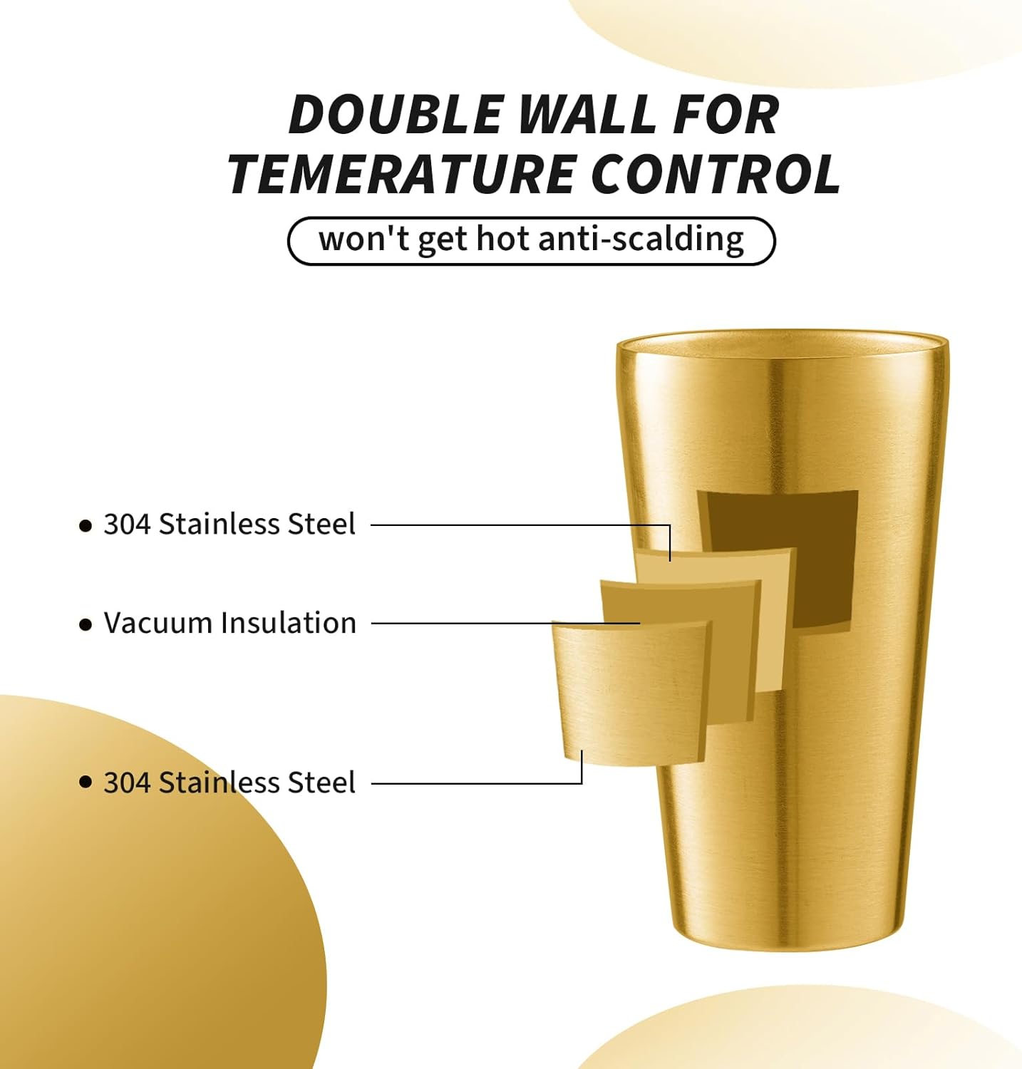 12 Pack 18.6 oz Stainless Steel Insulated Cup, Double Wall Vacuum Metal Cup, Reusable Camping Cups Unbreakable Indoor Outdoor for Party, Home, Office, BBQ, Gold - Image 5