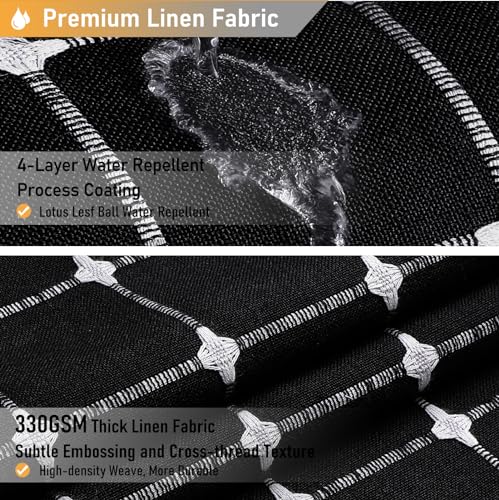 Image of BTTN 60 Inch Stall Shower Curtain - Boho Farmhouse Linen Thick Fabric Cloth Shower Curtain Set with 10 Plastic Hooks, Bohemian Country Decorative Shower Curtain for Bathroom, 60x72, Black and White