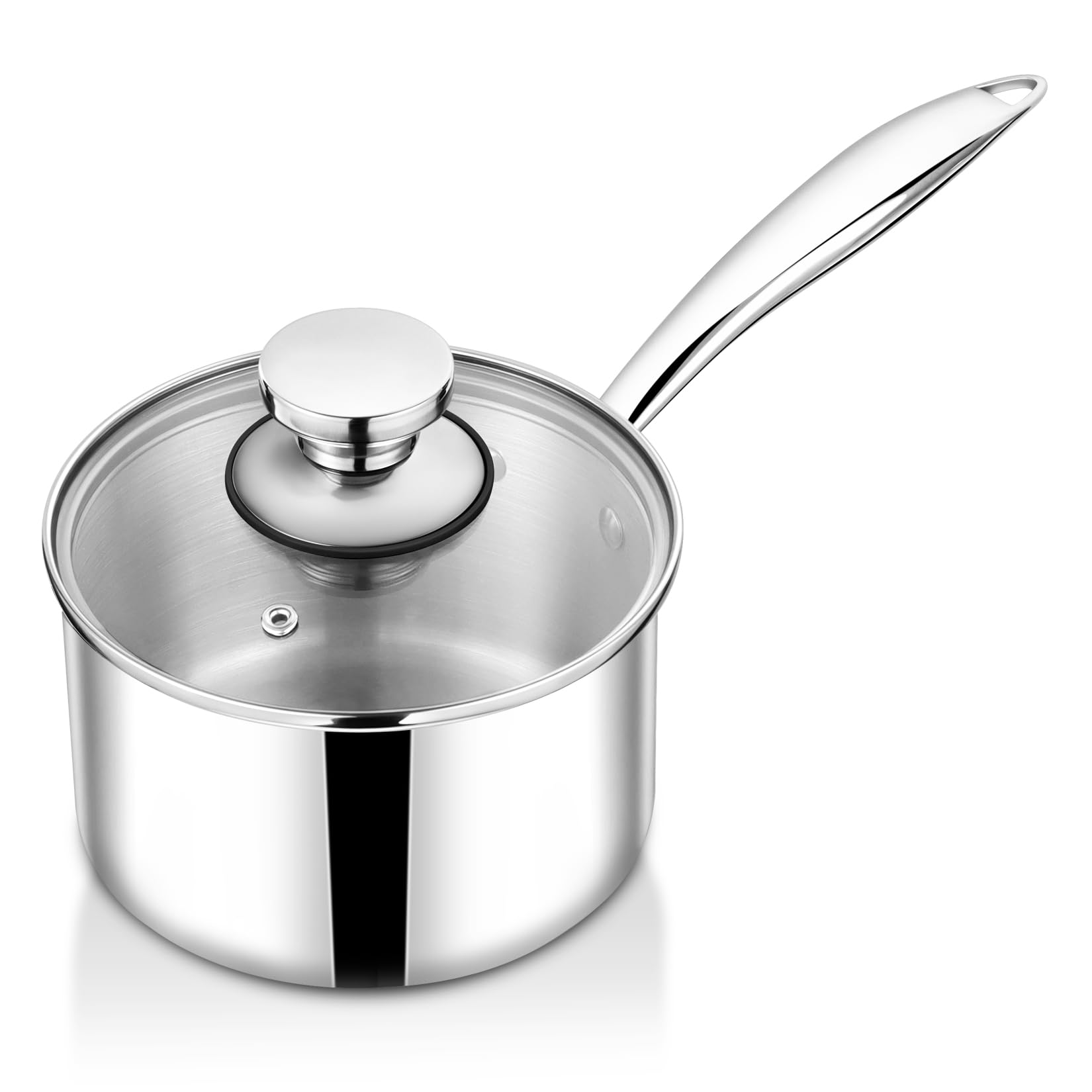 TeamFar 1qt Saucepan with Lid, Stainless Steel Tri-ply Small Cooking Pot