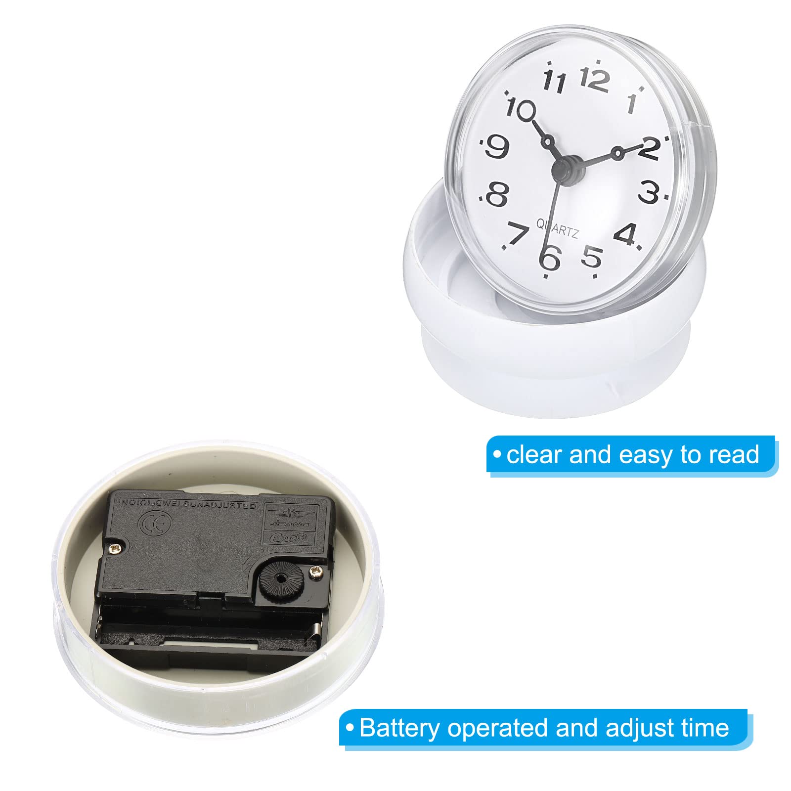 PATIKIL Impermeabile Bagno Orologio, Mini Rotondo Parete Orologi con Aspirazione Coppa per Doccia Cucina Casa Decorazione, Bianco