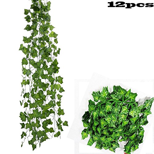 12 Filamento Artificial Ivy Leaf Vine Plant Garland Fake Foliage Green Wedding Party